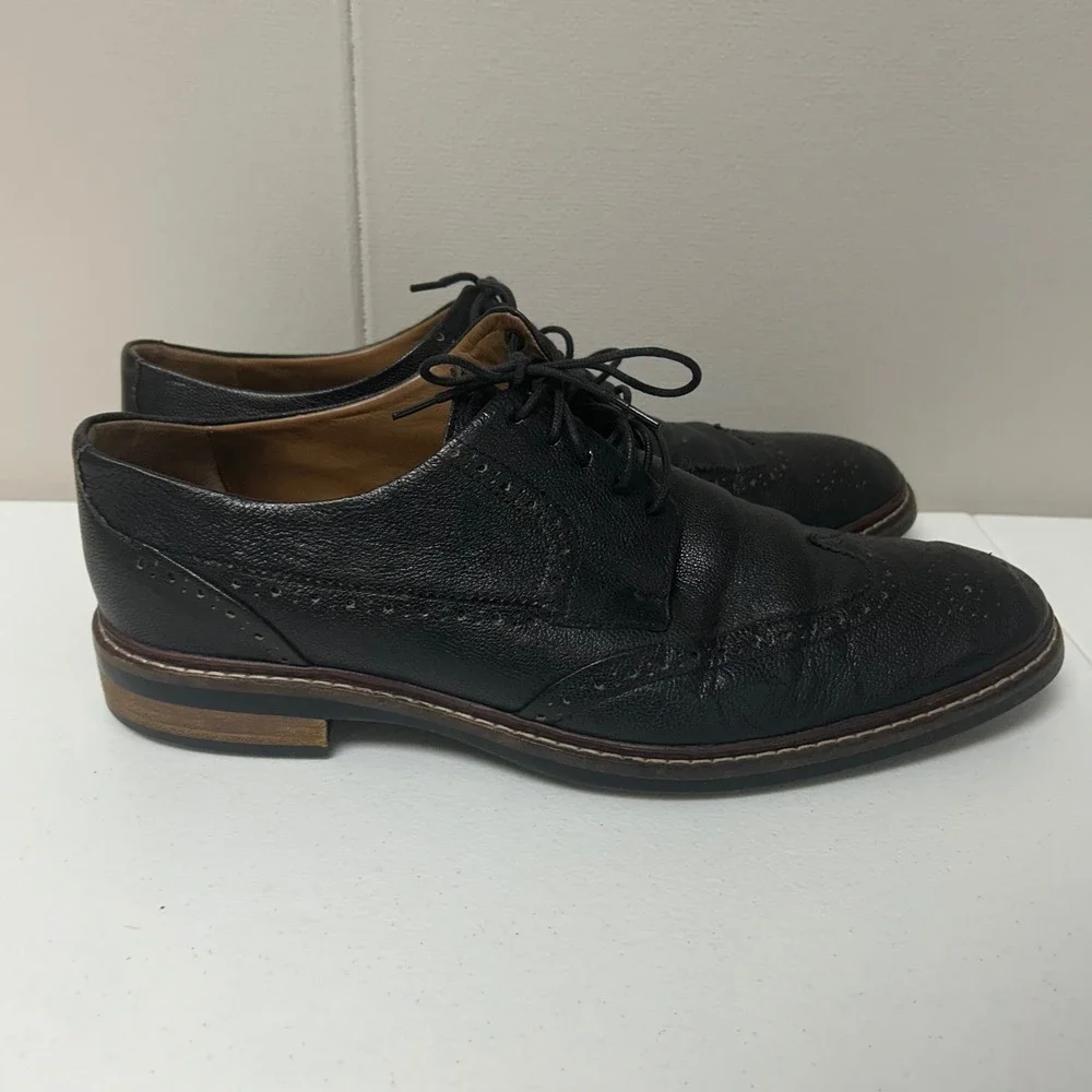 Cole Haan Wingtip Oxford Mens 11M Black Pebbled Leather Brogue C24112